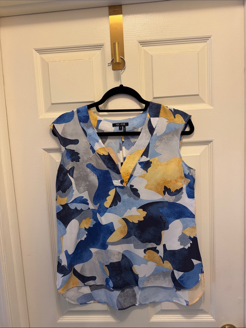 New York & Company Blue and Mustard Sleeveless V-Neck Camisole